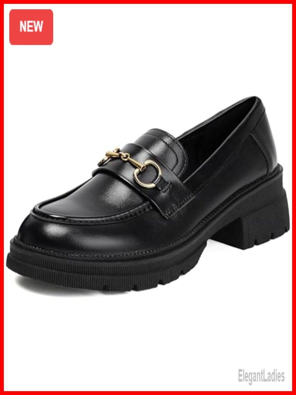 Patent Leather Platform Loafers for Women Chunky Slip-On Shoes Work